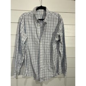 Brooks Brothers White‎ Micro Plaid Dress Shirt Large Regent Slim